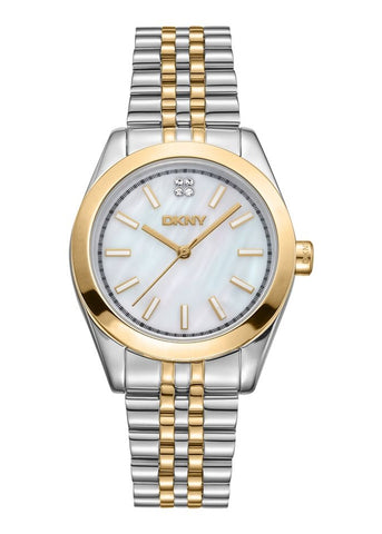 DKNY NOLITA MIDI MOTHER OF PEARL DIAL TWO-TONE BRACELET DK1L029M0075