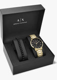 ARMANI EXCHANGE CAYDE GOLD BOX SET WITH BEAD BRACELET AX7119