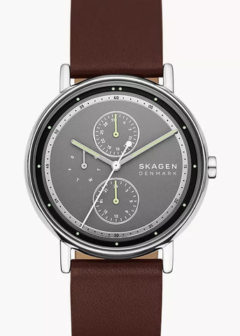 SKAGEN SIGNATUR GREY DIAL MEDIUM BROWN LEATHER BAND SKW6941