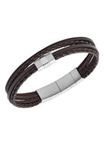 FOSSIL JEWELLERY LEATHER BROWN MULTI STRAND BRAIDED BRACELET JF02934040