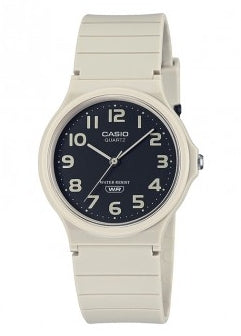 CASIO ANALOGUE 12 FIGURE BLACK DIAL CREAM RESIN BAND MQ24UC-8B