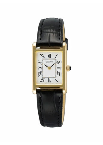 SEIKO CONCEPTUAL RECTANGULAR SHAPE BLACK LEATHER BAND SWR108P