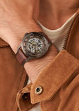 FOSSIL TOWNSMAN AUTOMATIC SKELETON CASE BROWN LEATHER ME3225