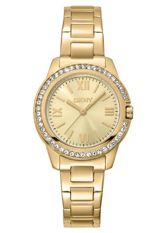 DKNY EVENING CRYSTAL SET CHAMPAGNE DIAL GOLD BRACELET DK1L105M0055