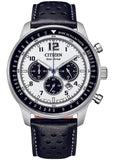 CITIZEN GENTS ECO-DRIVE CHRONOGRAPH WHITE DIAL BLACK LEATHER CA4500-32A