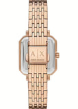 ARMANI EXCHANGE LEILA SQUARE BLACK DIAL ROSE GOLD BRACELET AX5729