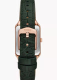 FOSSIL RAQUEL GREEN DIAL ROSE GOLD CASE GREEN LEATHER BAND ES5366