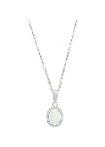 GEORGINI OPAL GLOW CREATED OPAL CZ PENDANT SILVER NECKLACE IP1184W