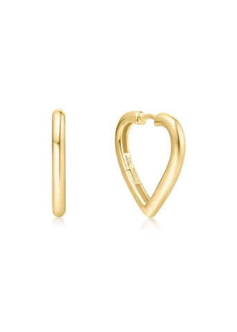 ANIA HAIE SUNNY SPARKLER HEART SHAPE GOLD HOOP EARRINGS E064-03G