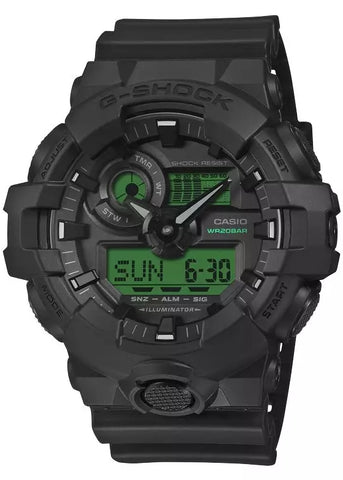 CASIO G SHOCK ANALOGUE / DIGITAL BLACK RESIN BAND GA700BEG-1A
