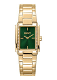DKNY EVENING RECTANGULAR GREEN DIAL CRYSTAL SET GOLD DK1L122M0055