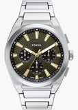 FOSSIL EVERETT CHRONOGRAPH GREEN PATTERN DIAL STAINLESS FS6183