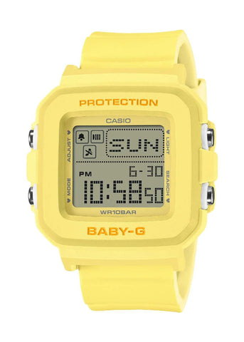 CASIO BABY-G DIGITAL SQUARE YELLOW RESIN BAND & HEART HOLDER BGD10KH-9D