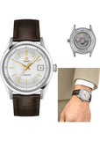 TISSOT SWISS VISODATE SILVER DIAL BROWN LEATHER BAND T157-407-16-031-00