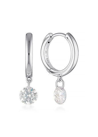 GEORGINI MIRAGE ALICE WHITE CZ DROPLET EARRINGS SILVER IE1166W