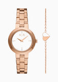 ARMANI EXCHANGE JACKIE ROSE GOLD BOX SET HEART BRACELET AX7175SET