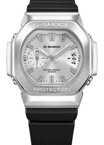 G-SHOCK ANALOGUE SILVER DIAL SILVER CASE BLACK RESIN BAND GMC2500-1A8