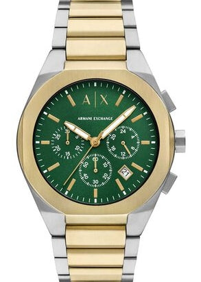 ARMANI EXCHANGE SYNC GREEN DIAL TWO-TONE BRACELET AX4184