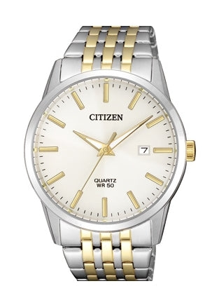 CITIZEN QUARTZ GENTS CHAMPAGNE DIAL TWO-TONE BRACELET BI5006-81P