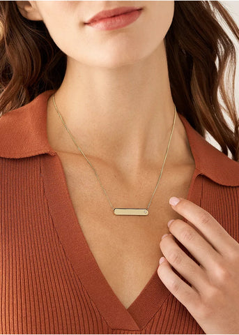 FOSSIL JEWELLERY DREW GOLD TONE STAINLESS BAR NECKLACE JF04174710