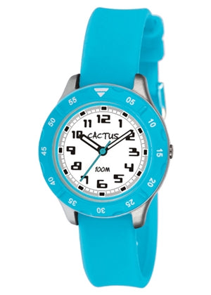 CACTUS ANALOGUE URBAN SILVER CASE AQUA SILICONE BAND CAC-146-M04