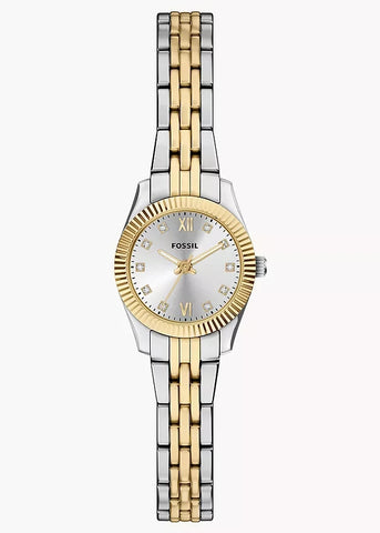 FOSSIL SCARLETTE MINI SIZE SILVER DIAL TWO-TONE BRACELET ES5473