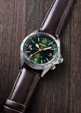 SEIKO PROSPEX ALPINIST AUTOMATIC G.M.T GREEN DIAL BROWN BAND HBC007J