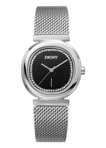 DKNY EVENING CRYSTAL SET BLACK DIAL STAINLESS STEEL MESH DK1L082M0025