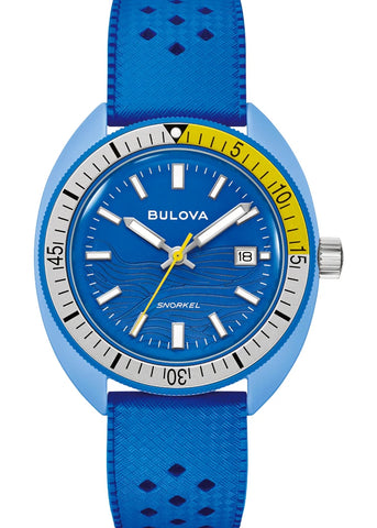 BULOVA GENTS SNORKEL 'BLUE TANG' BLUE DIAL BLUE BAND 98B445