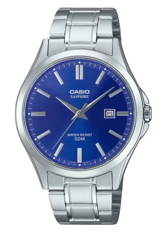 CASIO ANALOGUE BLUE DIAL SAPPHIRE GLASS STAINLESS STEEL MTS115D-2A