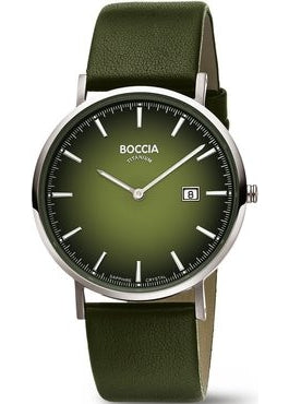 BOCCIA TITANIUM DARK GREEN DIAL DARK GREEN LEATHER BAND 3648-03