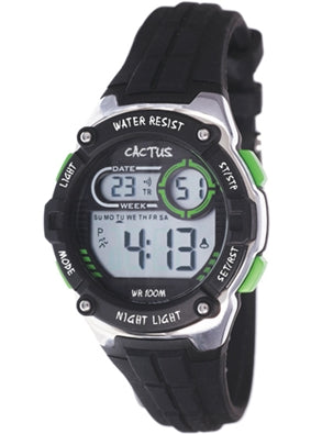 CACTUS DIGITAL GALAXY GREEN/SILVER BLACK SILICONE BAND CAC-147-M01