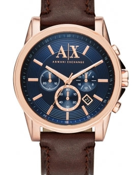 ARMANI EXCHANGE BANKS CHRONOGRAPH BLUE DIAL BROWN LEATHER AX2508