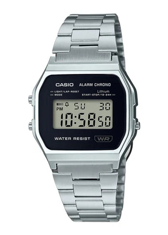 CASIO VINETAGE CLASSIC DIGITAL BLACK DIAL STAINLESS STEEL A158WEA-1D