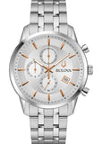 BULOVA GENTS CLASSIC SUTTON CHRONOGRAPH SILVER DIAL STEEL 96B411