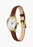 FOSSIL CARLIE WHITE DIAL TAN LEATHER BAND ES5464