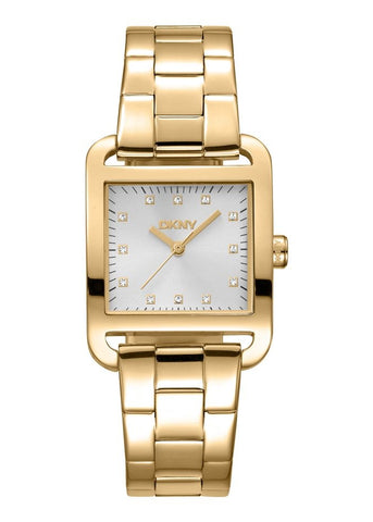 DKNY CITY MIDI SQUARE SILVER DIAL GOLD BRACELET DK1L004M0055