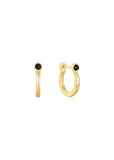 ANIA HAIE PUNK GOLD BLACK AGATE HUGGIE HOOP EARRINGS E053-04G