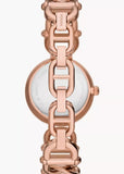 FOSSIL CARLIE SILVER DIAL ROSE GOLD CHAIN BRACELET ES5273