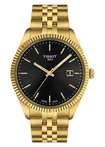 TISSOT SWISS BALLADE BLACK DIAL GOLD CASE & BRACELET T156-410-33-051-00