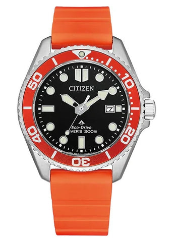 CITIZEN ECO-DRIVE PROMASTER DIVERS SEA ORANGE BAND BN0268-01E