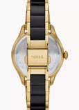 FOSSIL GILMORE BLACK DIAL BLACK CERAMIC BRACELET GOLD CE1132