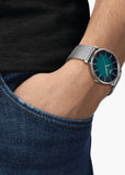 TISSOT SWISS EVERYTIME TEAL DIAL SILVER MESH BAND T143-410-11-091-00