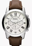 FOSSIL GRANT CREAM DIAL BROWN LEATHER BAND FS4735