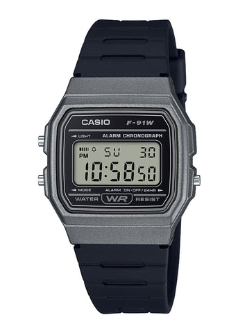 CASIO CLASSIC DIGITAL PEWTER BLACK RESIN BAND F91WM-1B