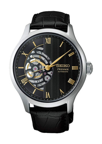 SEIKO PRESAGE GARDEN 'KYOTO ZEN' BLACK DIAL BLACK LEATHER HCB008J