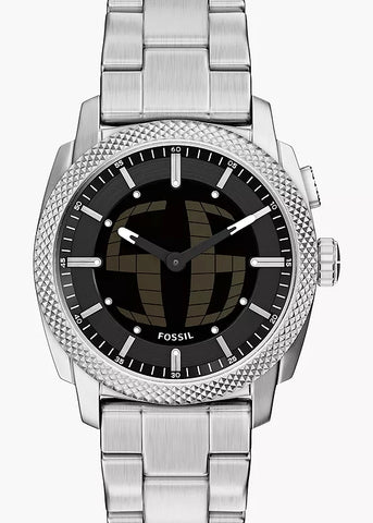 FOSSIL MACHINE BIG-TIC BLACK DIAL STAINLESS STEEL BRACELET FS6155