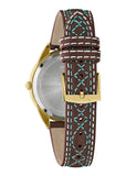 BULOVA LADIES SUTTON CLASSIC WESTERN TURQUOISE DIAL LEATHER 97L203