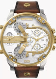 DIESEL MR DADDY 2.0 MULTIFUNCTION SILVER DIAL BROWN LEATHER DZ7483