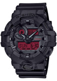 CASIO G SHOCK ANALOGUE/DIGITAL BLACK RESIN BOLD RED DIAL GA700BBR-1A